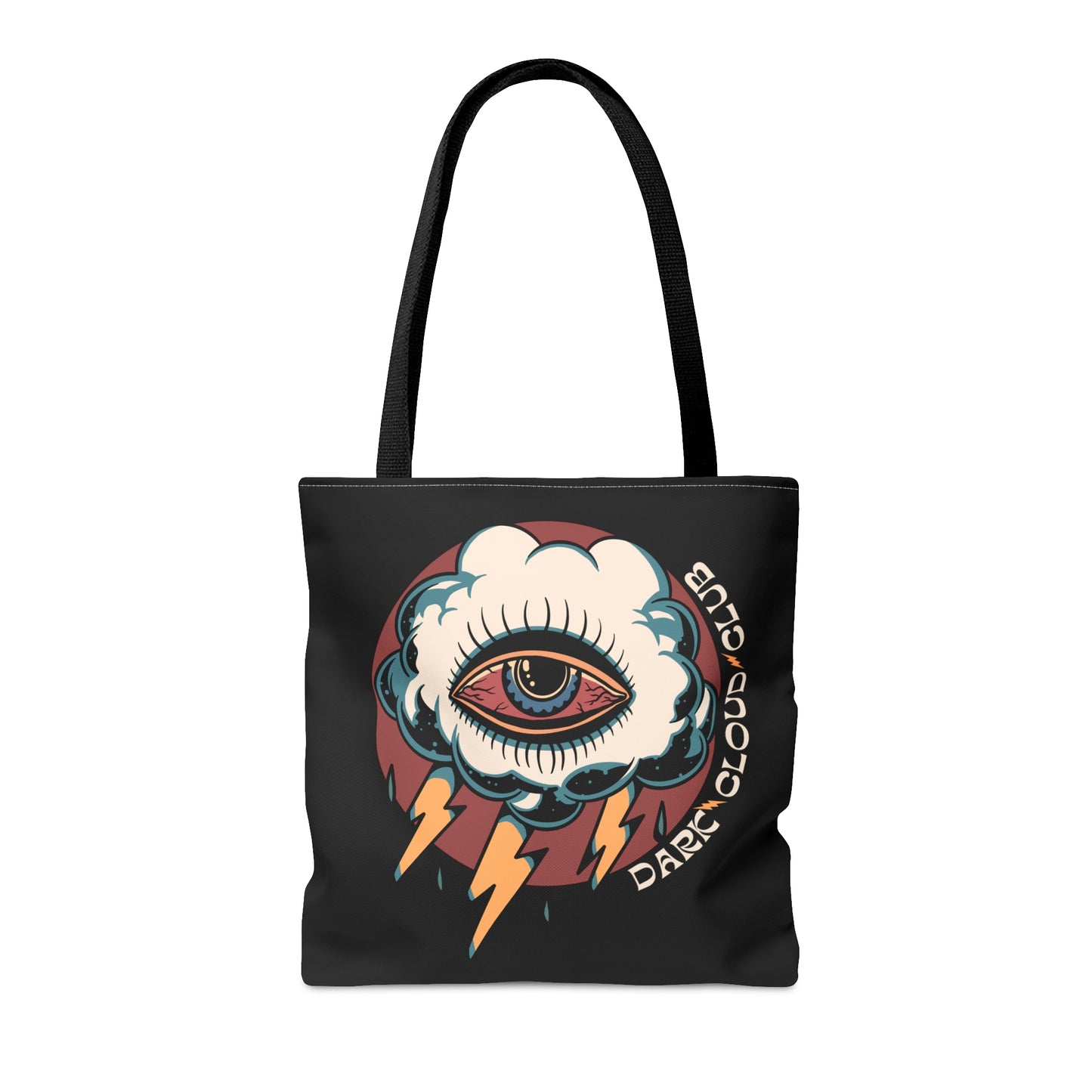 Copy of Dark Cloud Umbrella Lightning Tattoo Tote Bag in Black / Vintage American Old School Traditional Tattoo Flash / Punk Rock Beach Shopping - Foxlark Crystal Jewelry
