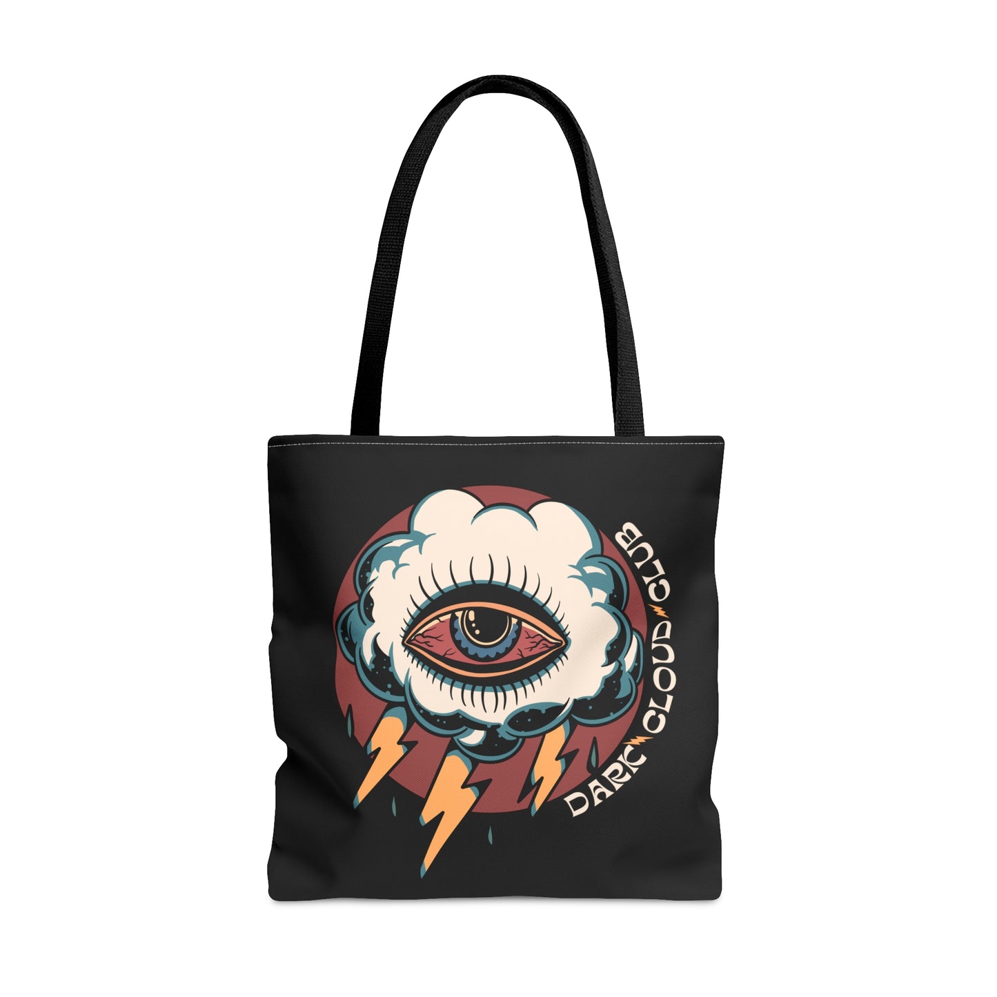 Copy of Dark Cloud Umbrella Lightning Tattoo Tote Bag in Black / Vintage American Old School Traditional Tattoo Flash / Punk Rock Beach Shopping - Foxlark Crystal Jewelry