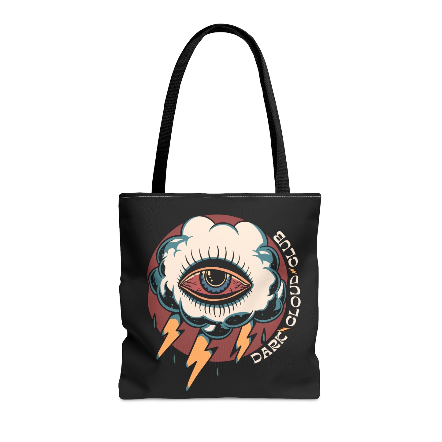 Copy of Dark Cloud Umbrella Lightning Tattoo Tote Bag in Black / Vintage American Old School Traditional Tattoo Flash / Punk Rock Beach Shopping - Foxlark Crystal Jewelry