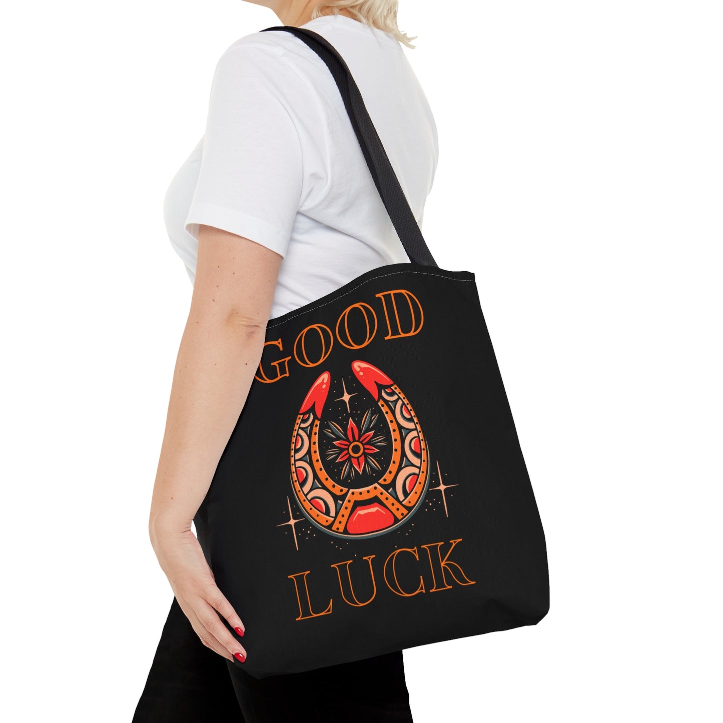 Copy of Good Luck Tattoo Tote Bag in Black / Vintage American Old School Traditional Tattoo Flash / Punk Rock Beach Shopping Bag Lucky - Foxlark Crystal Jewelry