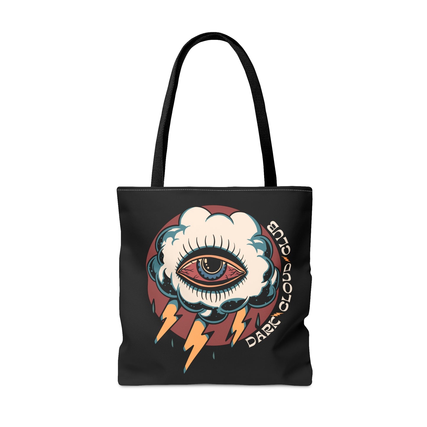 Copy of Dark Cloud Umbrella Lightning Tattoo Tote Bag in Black / Vintage American Old School Traditional Tattoo Flash / Punk Rock Beach Shopping - Foxlark Crystal Jewelry