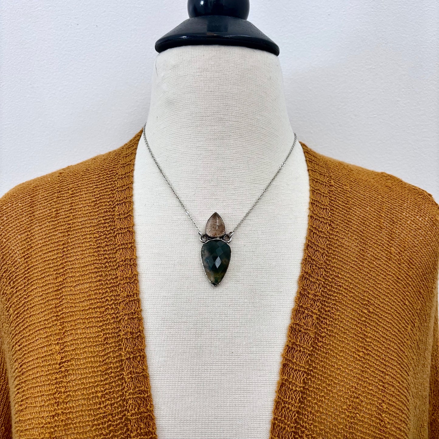 Multi Stone Garden Quartz Moss Agate Necklace Silver / Foxlark Collection