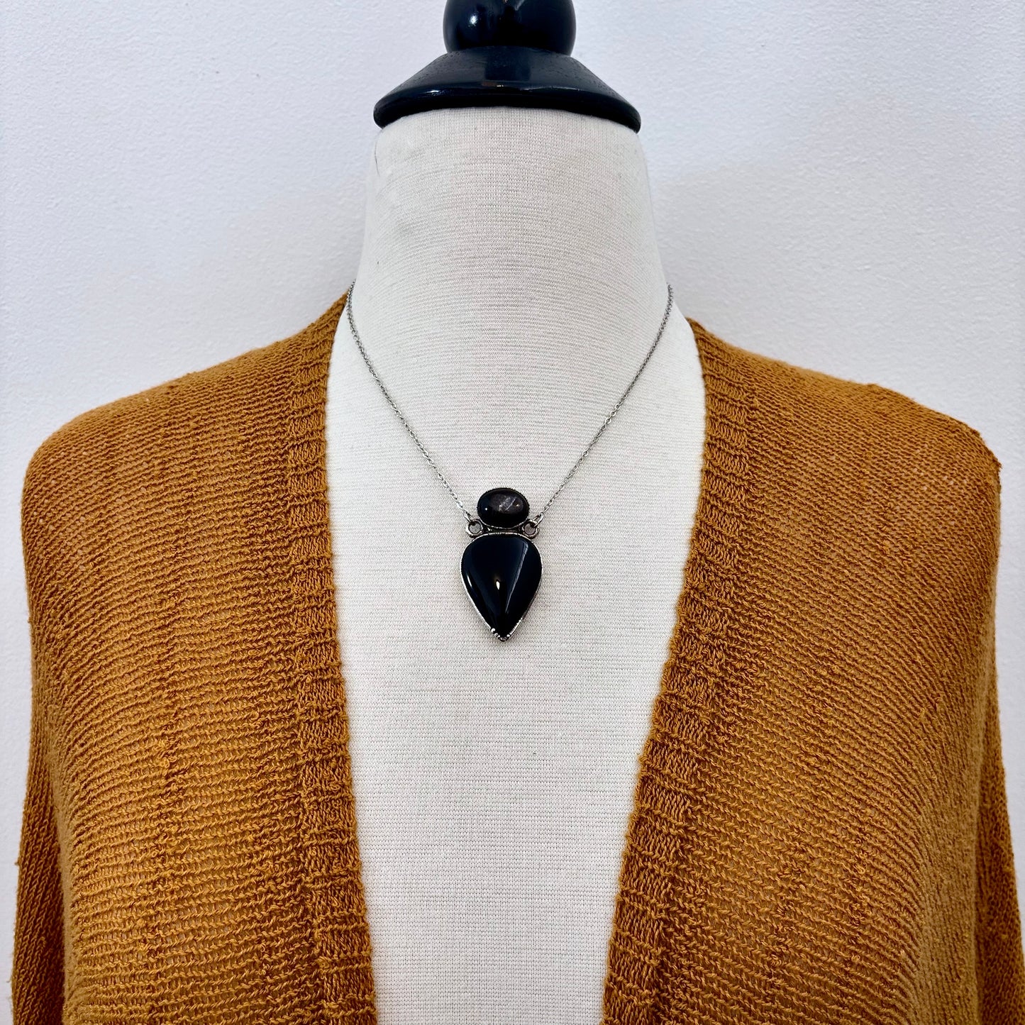 Multi Stone Black Sunstone Black Onyx Necklace Silver / Foxlark Collection