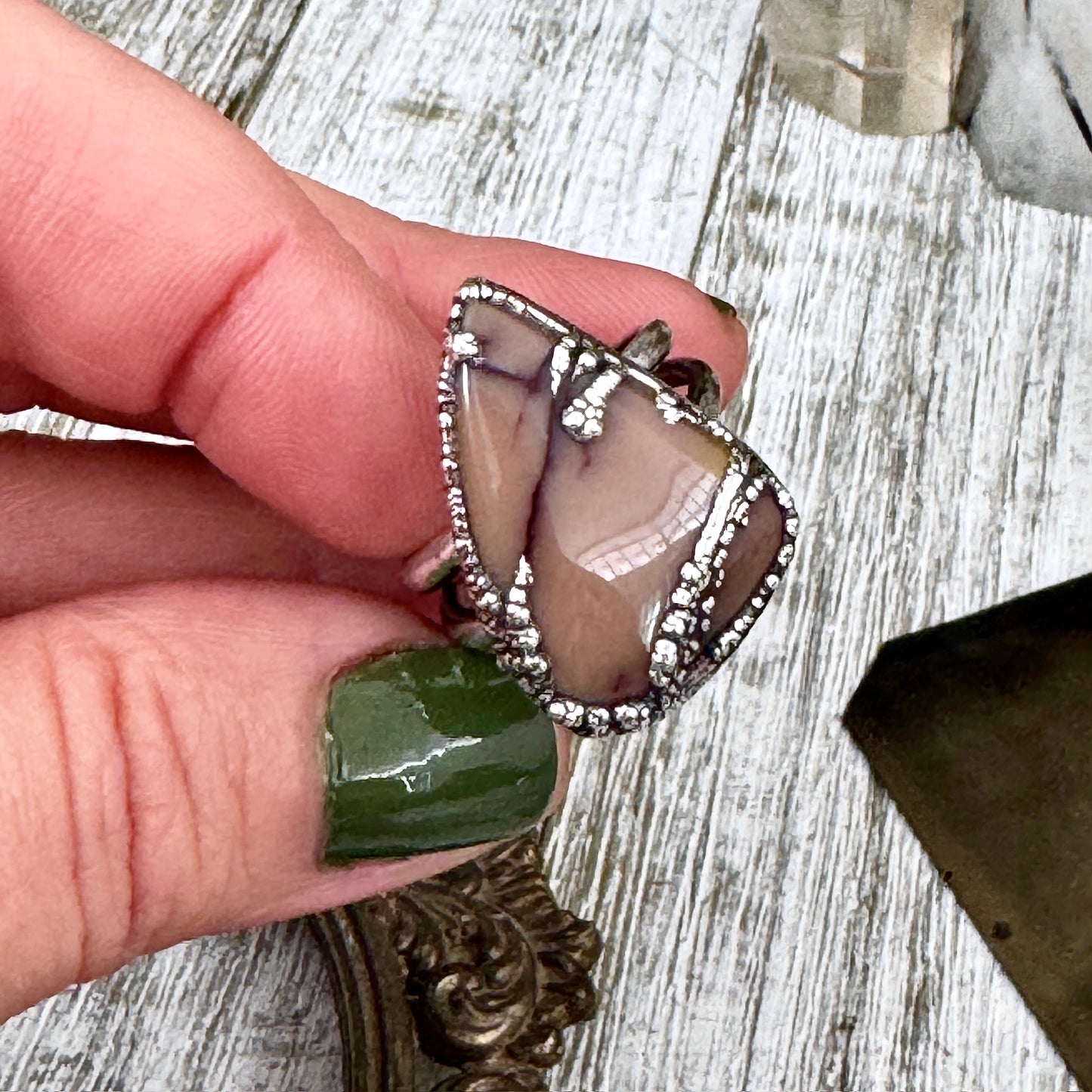 Mookaite Crystal Ring Fine Silver Size 8.5 / Foxlark Collection - One of a Kind