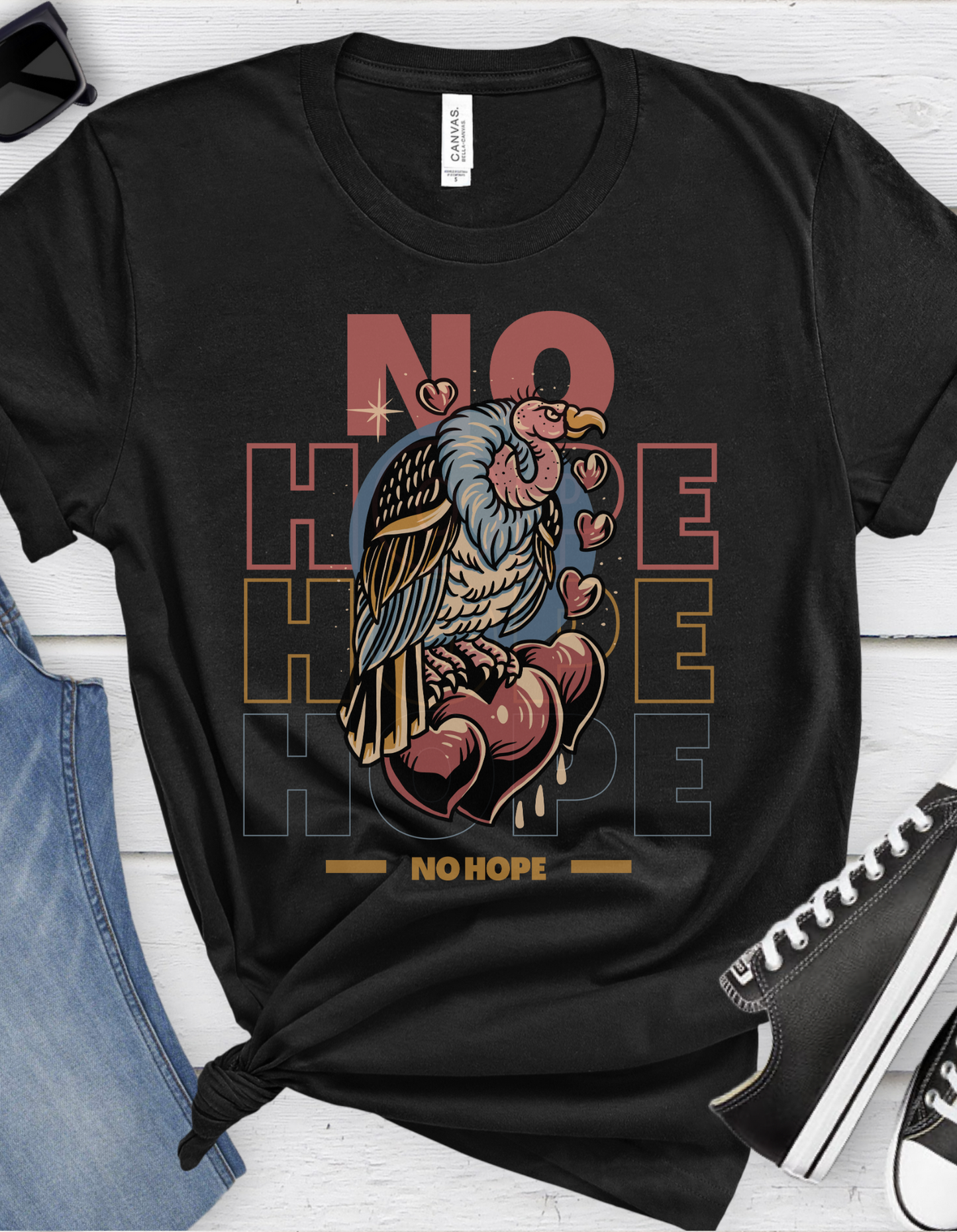 No Hope Vulture Tattoo T-shirt / Traditional Tattoo Tee Shirt / Punk Rock Clothing Tshirt Rockabilly Psychobilly Freak Goth - Foxlark Crystal Jewelry