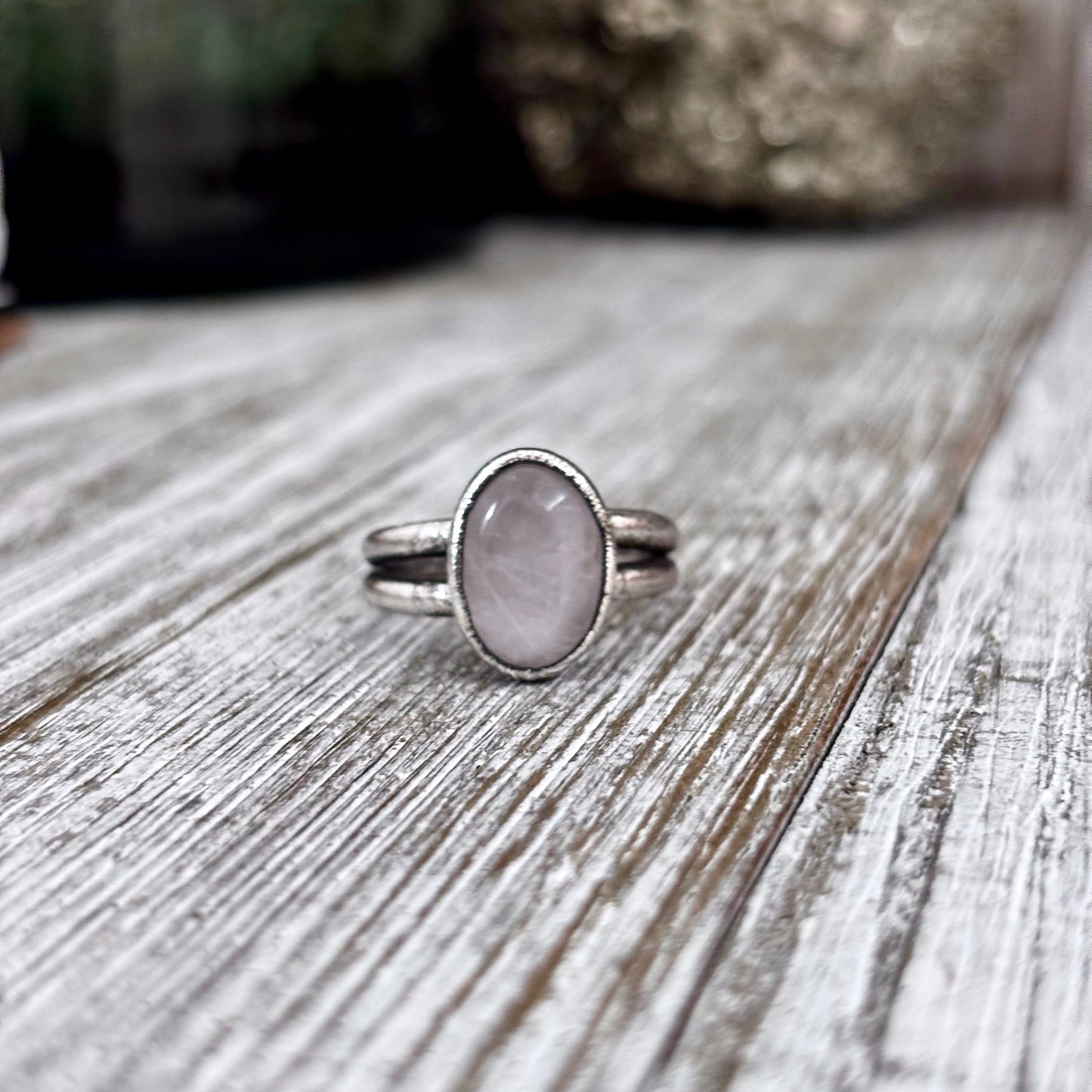 Rose Quartz Ring Fine Silver Stone Ring Size 9 / Foxlark Collection- One of a Kind