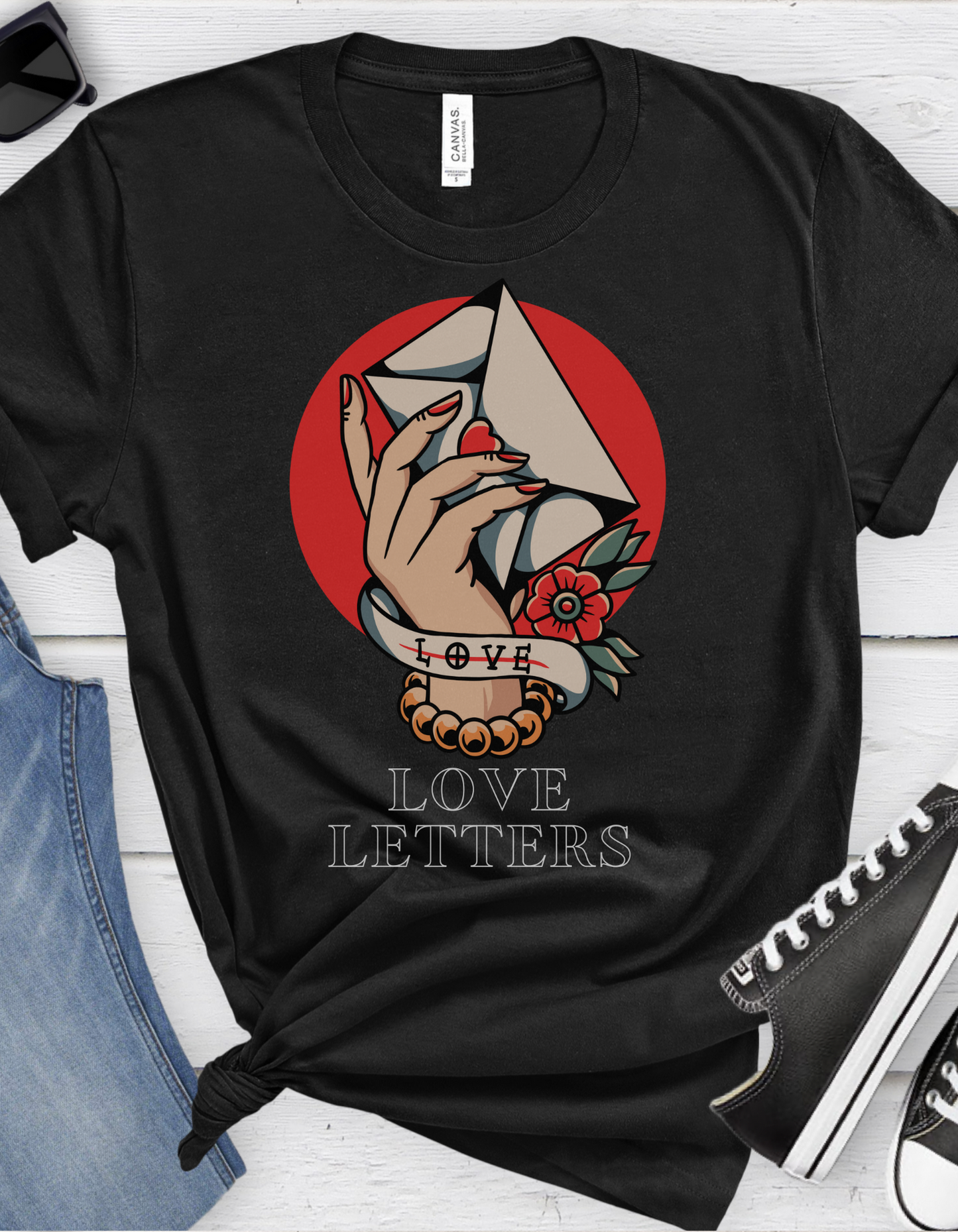 Love Letters Tattoo T-shirt / Traditional Tattoo Tee Shirt / Punk Rock Clothing Tshirt Rockabilly Psychobilly Freak Goth - Foxlark Crystal Jewelry