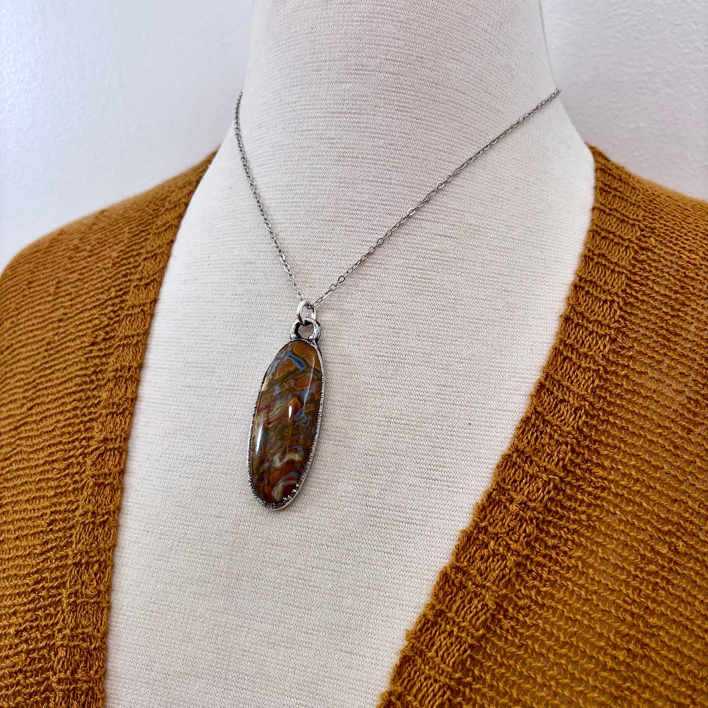 Petrified Wood Crystal Necklace in Fine Silver / Foxlark Collection - One of a Kind