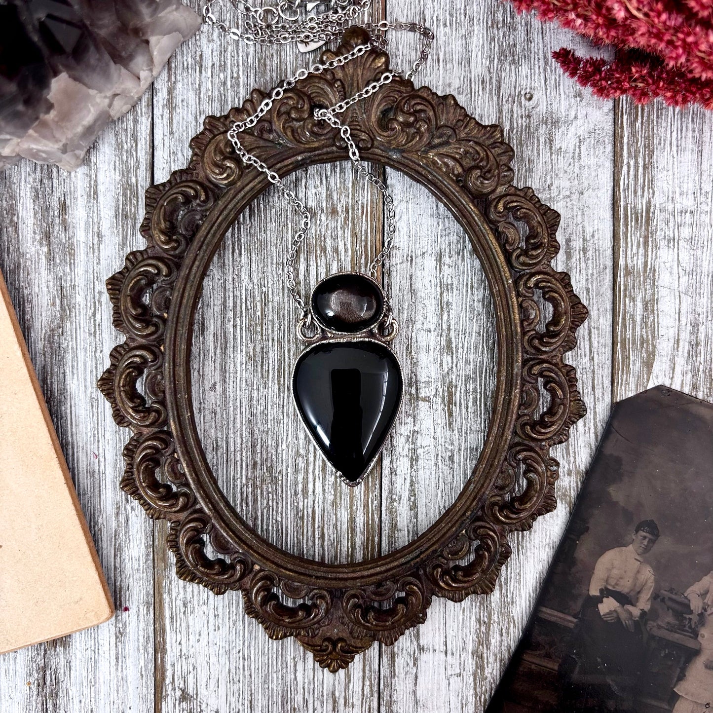 Multi Stone Black Sunstone Black Onyx Necklace Silver / Foxlark Collection