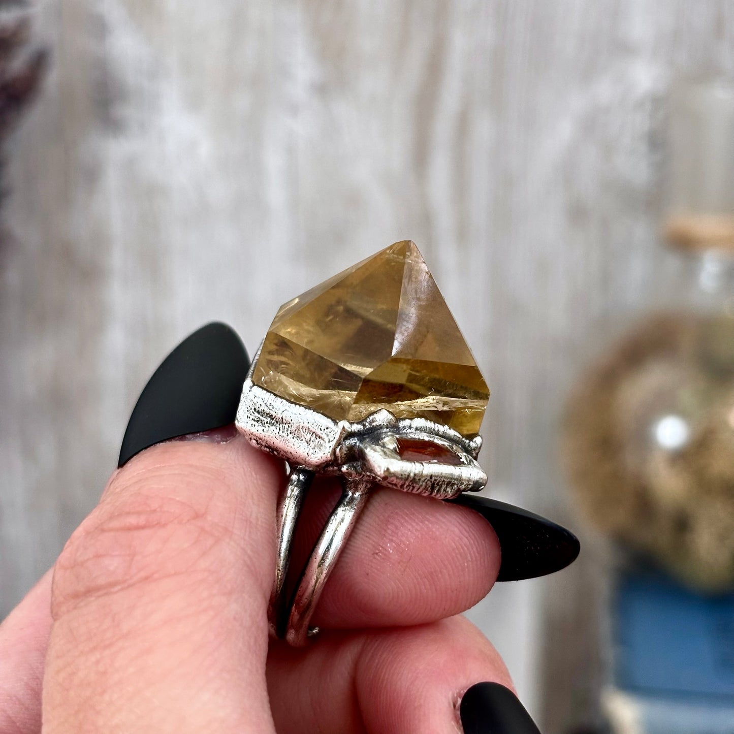 Multi Stone Smoky Citrine Orange Kyanite Ring In Silver Size 7 / Foxlark Collection