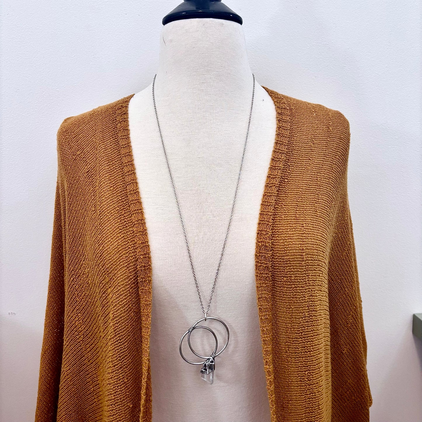 Big Raw Clear Quartz Crystal Necklace in Fine Silver / Foxlark Collection - One of a Kind