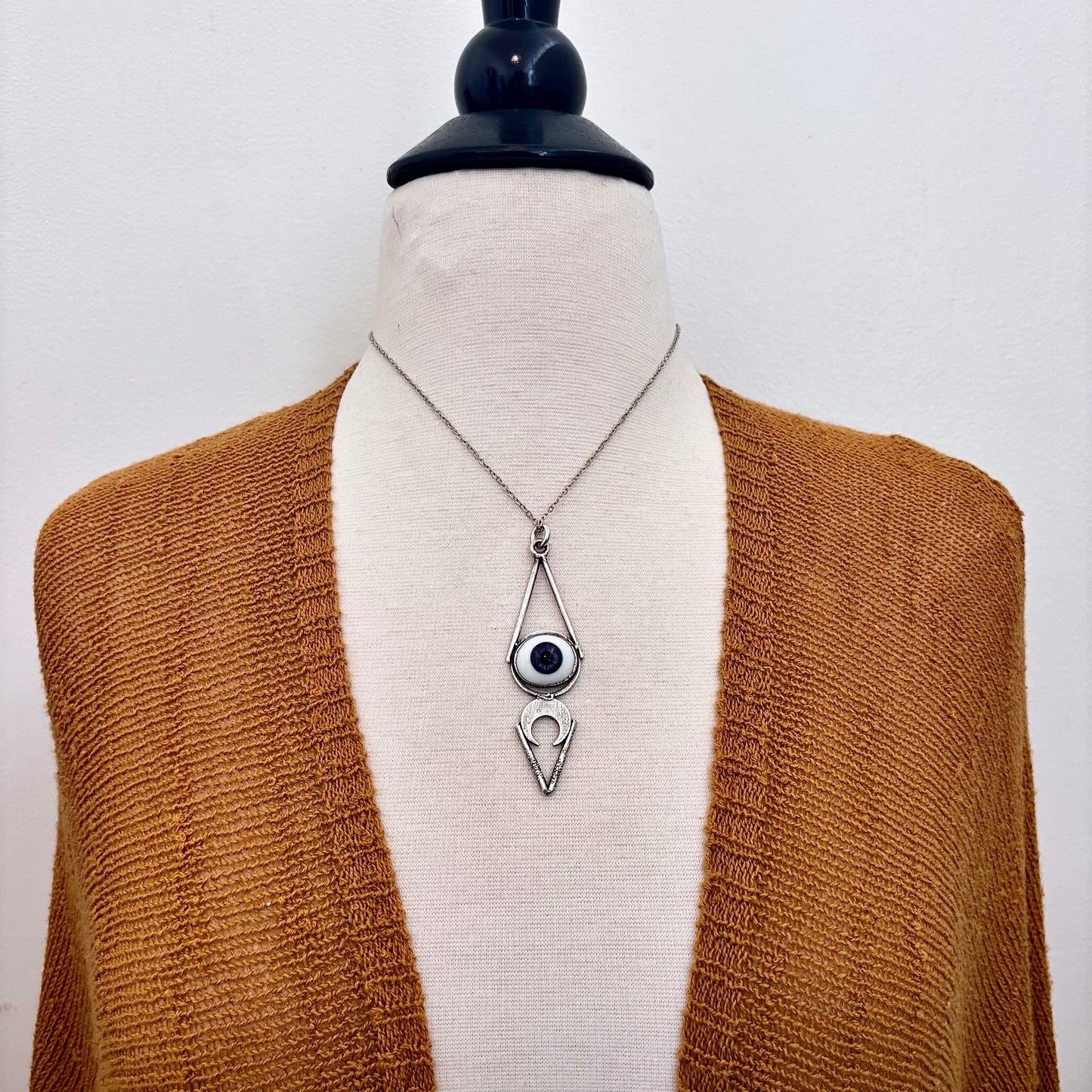 Moss & Moon Collection - Blue Iris Glass Eye Necklace set Fine Silver /