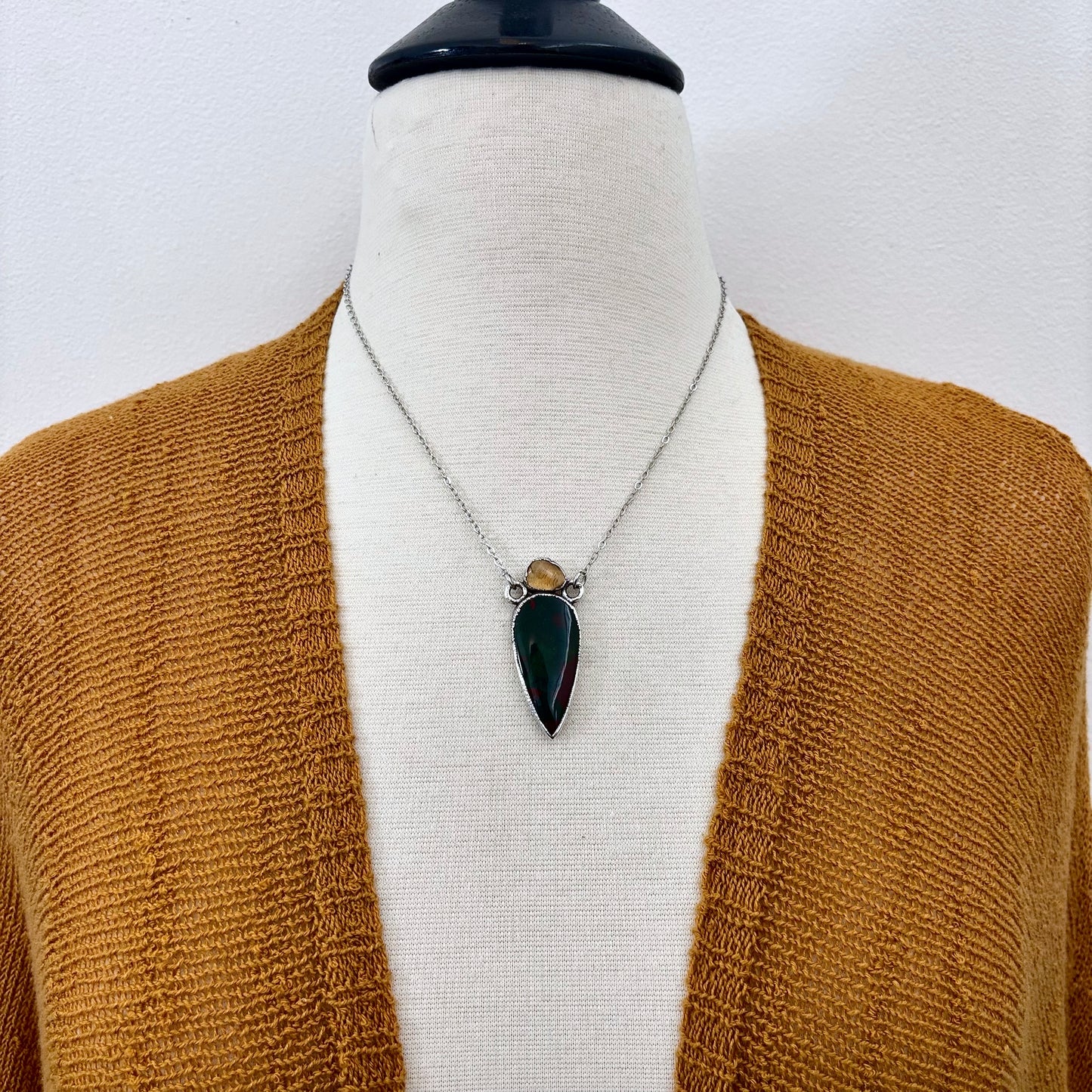 Multi Stone Citrine Bloodstone Necklace in Silver / Foxlark Collection
