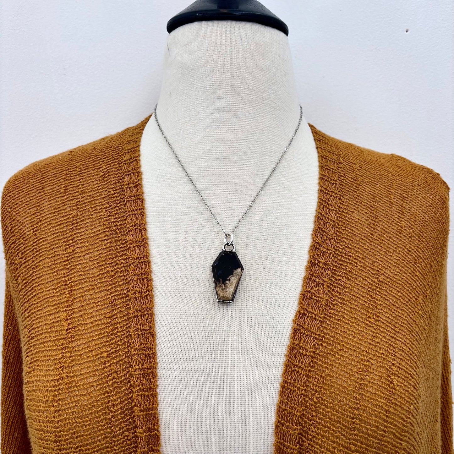Fossilized Palm Root Coffin Necklace in Fine Silver / Foxlark Collection - One of a Kind