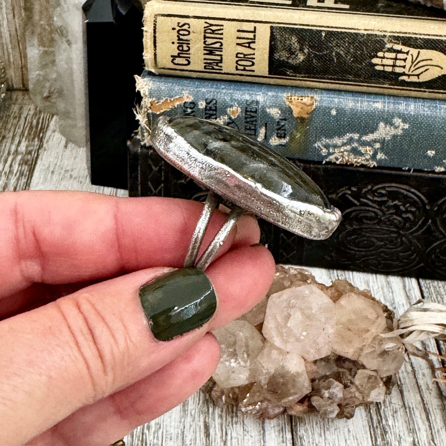 Labradorite Crystal Ring Fine Silver Size 6 / Foxlark Collection - One of a Kind