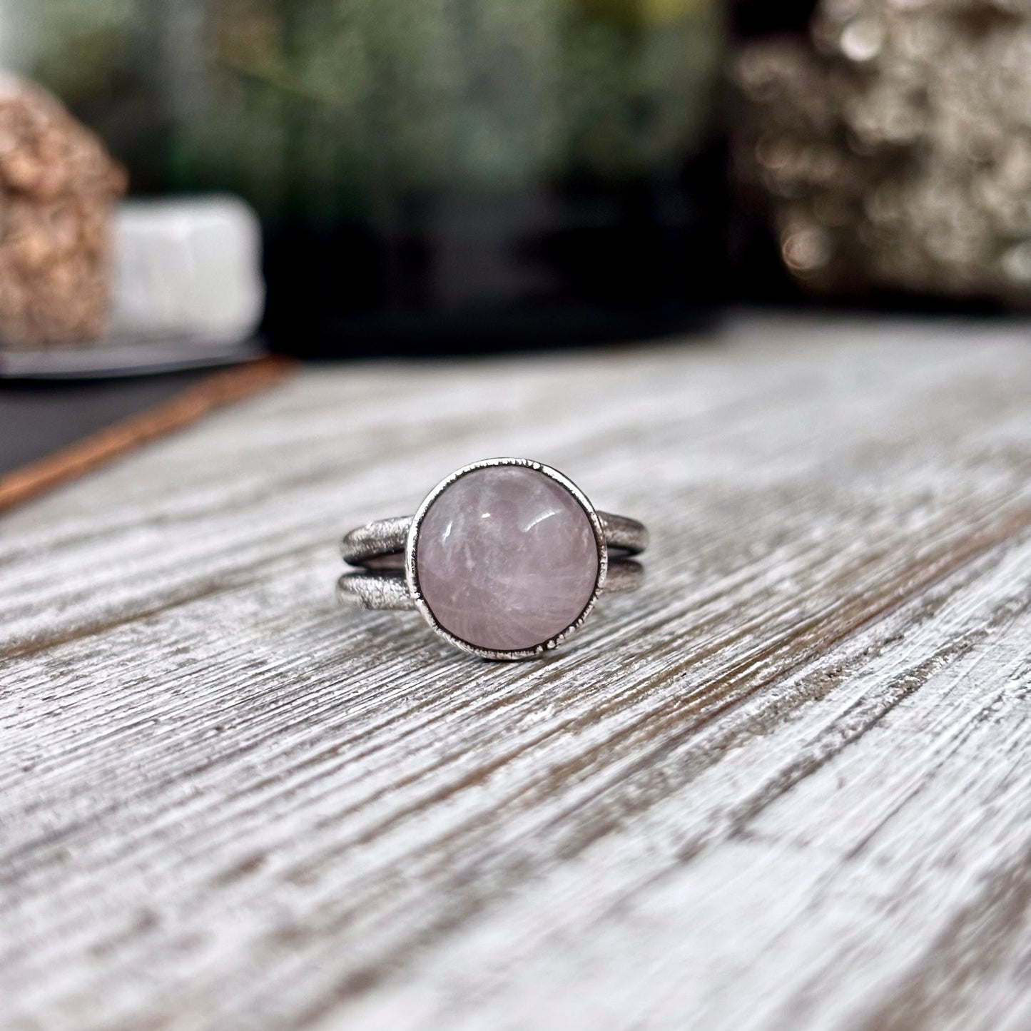 Rose Quartz Ring Fine Silver Stone Ring Size 8 / Foxlark Collection- One of a Kind