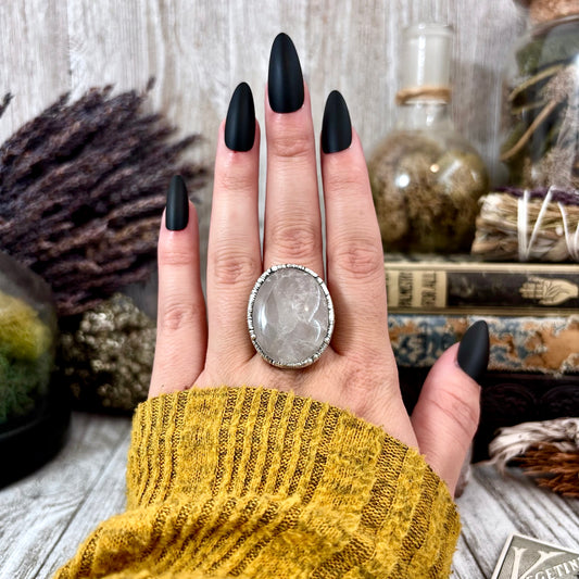 Rose Quartz Ring Silver Size 8.5 / Foxlark Collection - One of a Kind