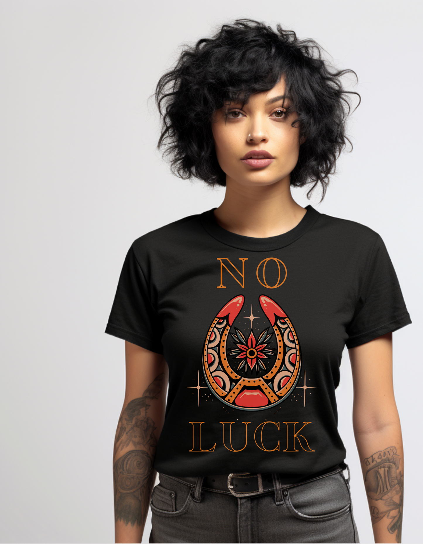 No Luck Tattoo T-shirt / Traditional Tattoo Tee Shirt / Punk Rock Clothing Tshirt Rockabilly Psychobilly Freak Goth - Foxlark Crystal Jewelry
