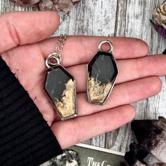Fossilized Palm Root Coffin Necklace in Fine Silver  / Foxlark Collection - One of a Kind