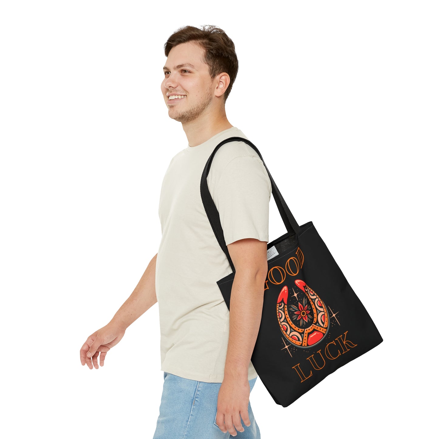 Copy of Good Luck Tattoo Tote Bag in Black / Vintage American Old School Traditional Tattoo Flash / Punk Rock Beach Shopping Bag Lucky - Foxlark Crystal Jewelry