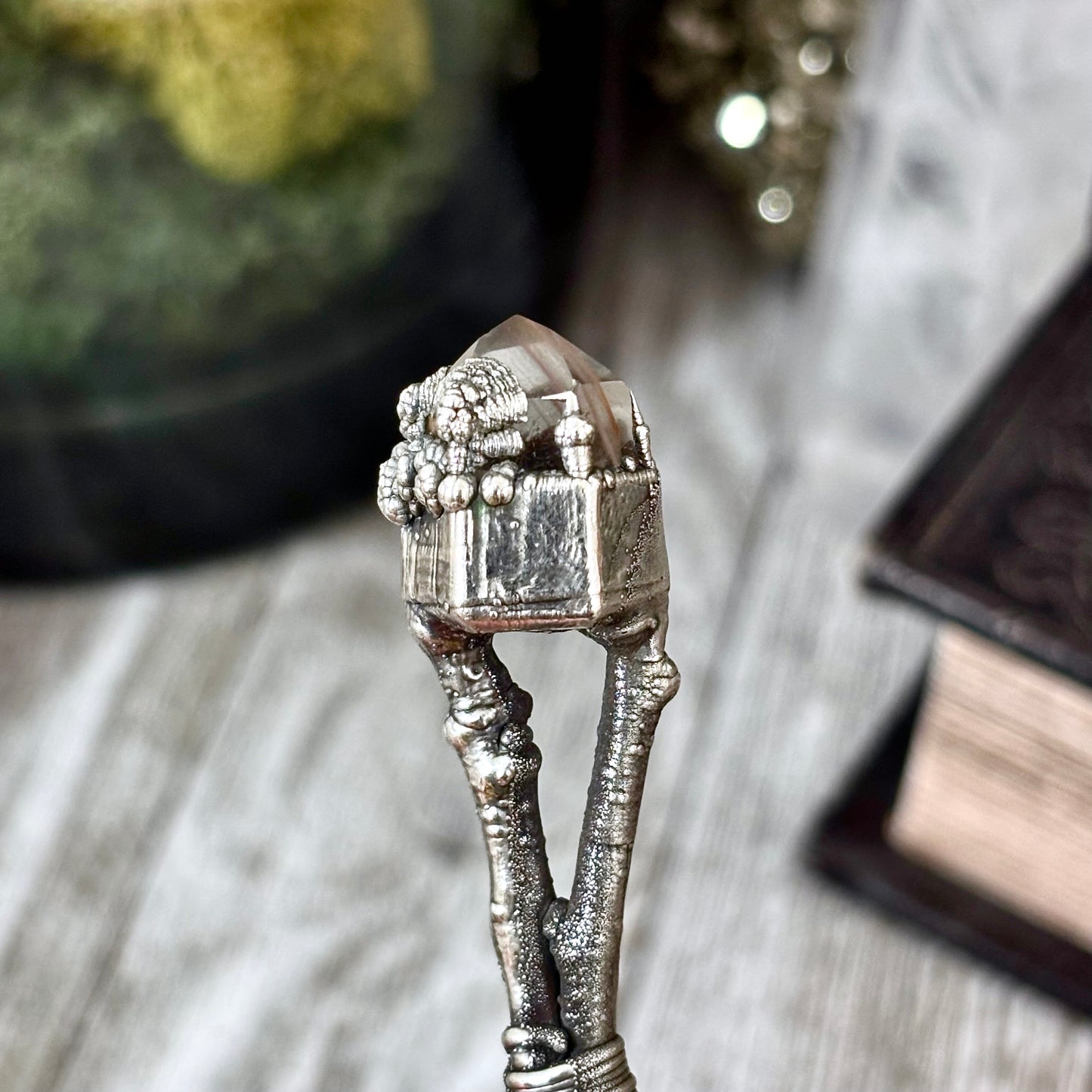FoXLARK Garden Quartz Crystal Necklace from Sticks & Stones Collection with silver chain, featuring a polished quartz pendant.