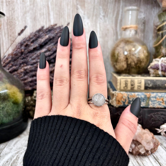 Rose Quartz Ring Fine Silver Stone Ring Size 8 / Foxlark Collection- One of a Kind