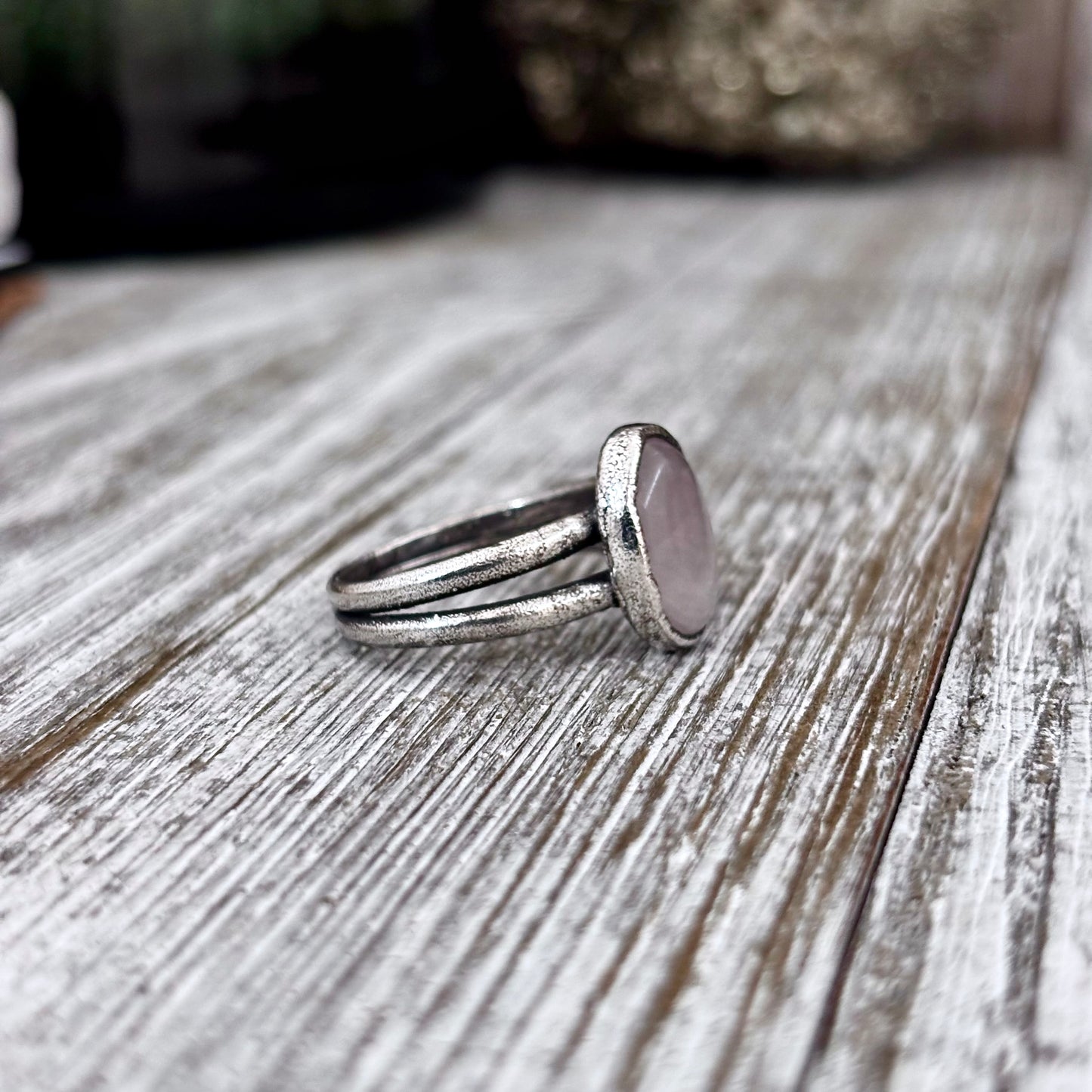 Rose Quartz Ring Fine Silver Stone Ring Size 9 / Foxlark Collection- One of a Kind