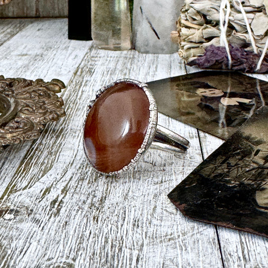 Carnelian Crystal Ring Fine Silver Size 8 / Foxlark Collection - One of a Kind