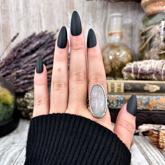 Rose Quartz Ring Fine Silver Stone Ring Size 8 / Foxlark Collection- One of a Kind