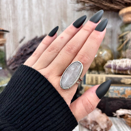 Rose Quartz Ring Fine Silver Stone Ring Size 8 / Foxlark Collection- One of a Kind