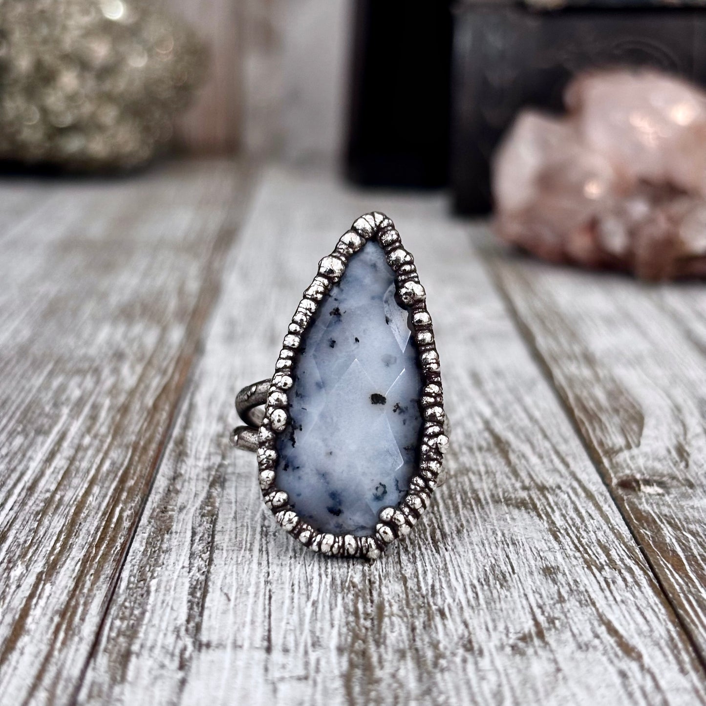 Dendritic Agate Crystal Ring Fine Silver Size 10 / Foxlark Collection - One of a Kind