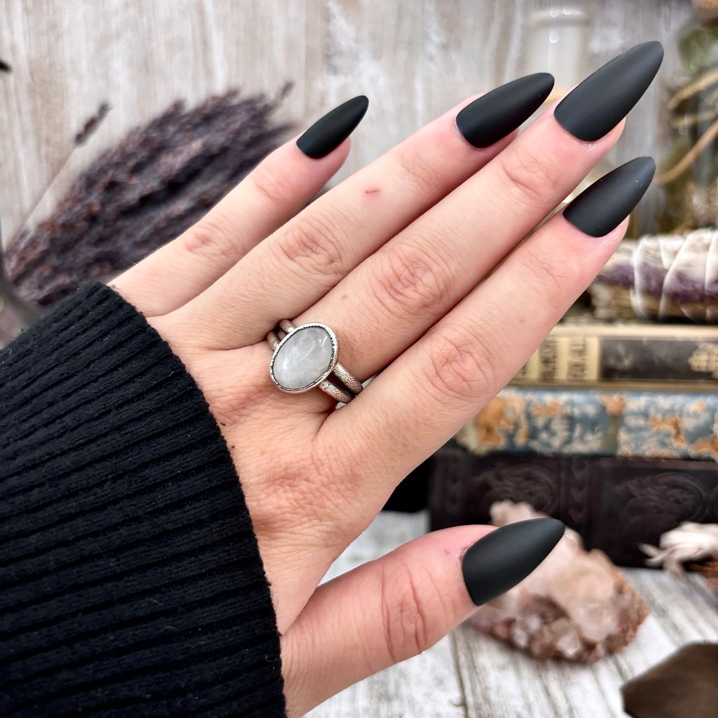 Rose Quartz Ring Fine Silver Stone Ring Size 9 / Foxlark Collection- One of a Kind
