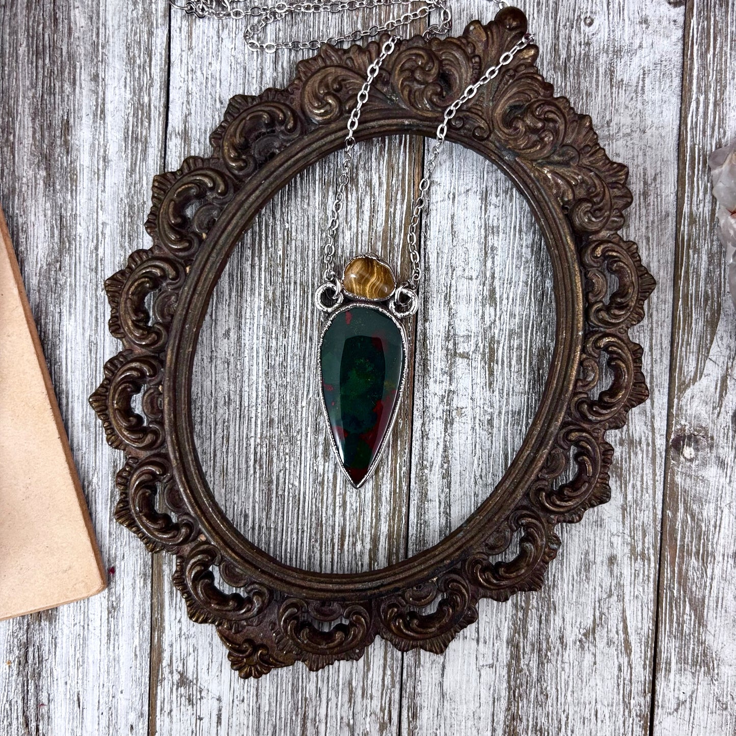 Multi Stone Citrine Bloodstone Necklace in Silver / Foxlark Collection