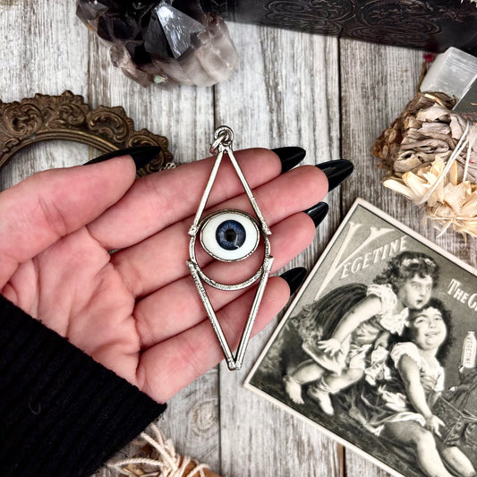 Moss & Moon Collection -  Blue Iris Glass Eye Necklace set Fine Silver /