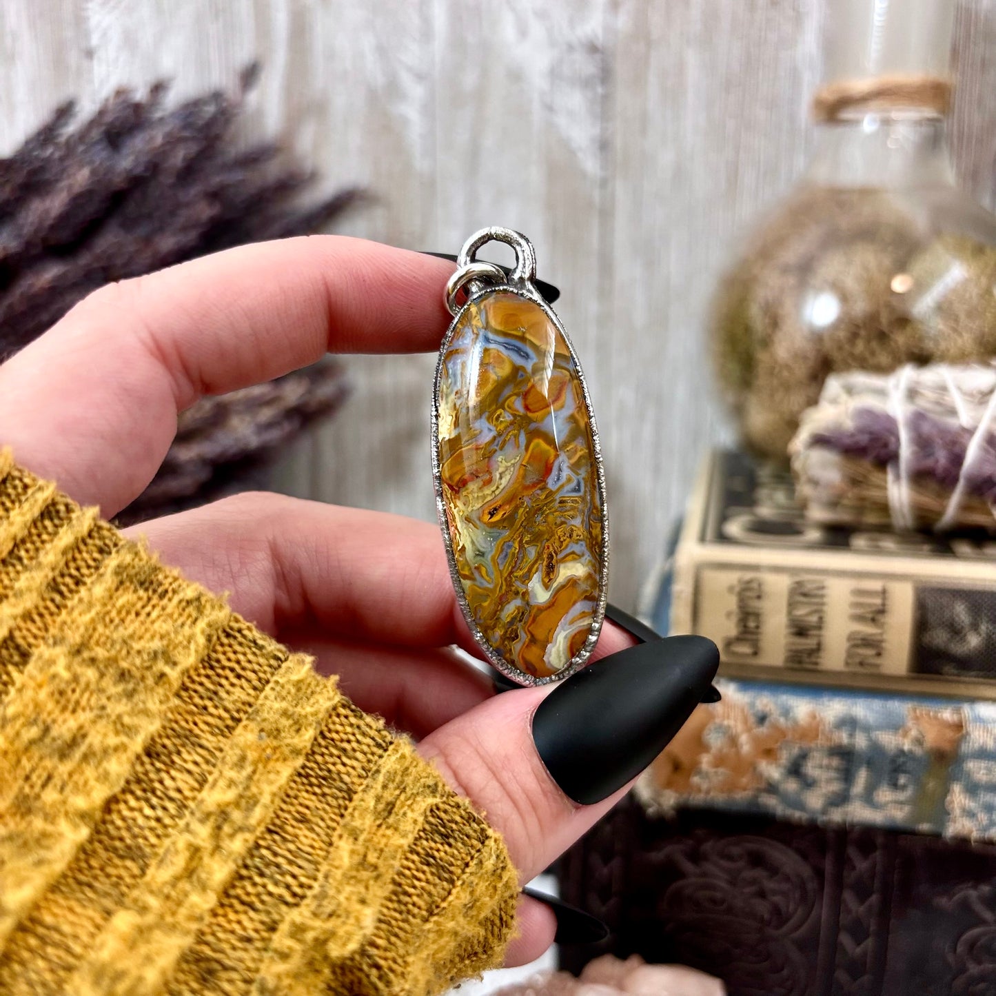 Petrified Wood Crystal Necklace in Fine Silver / Foxlark Collection - One of a Kind