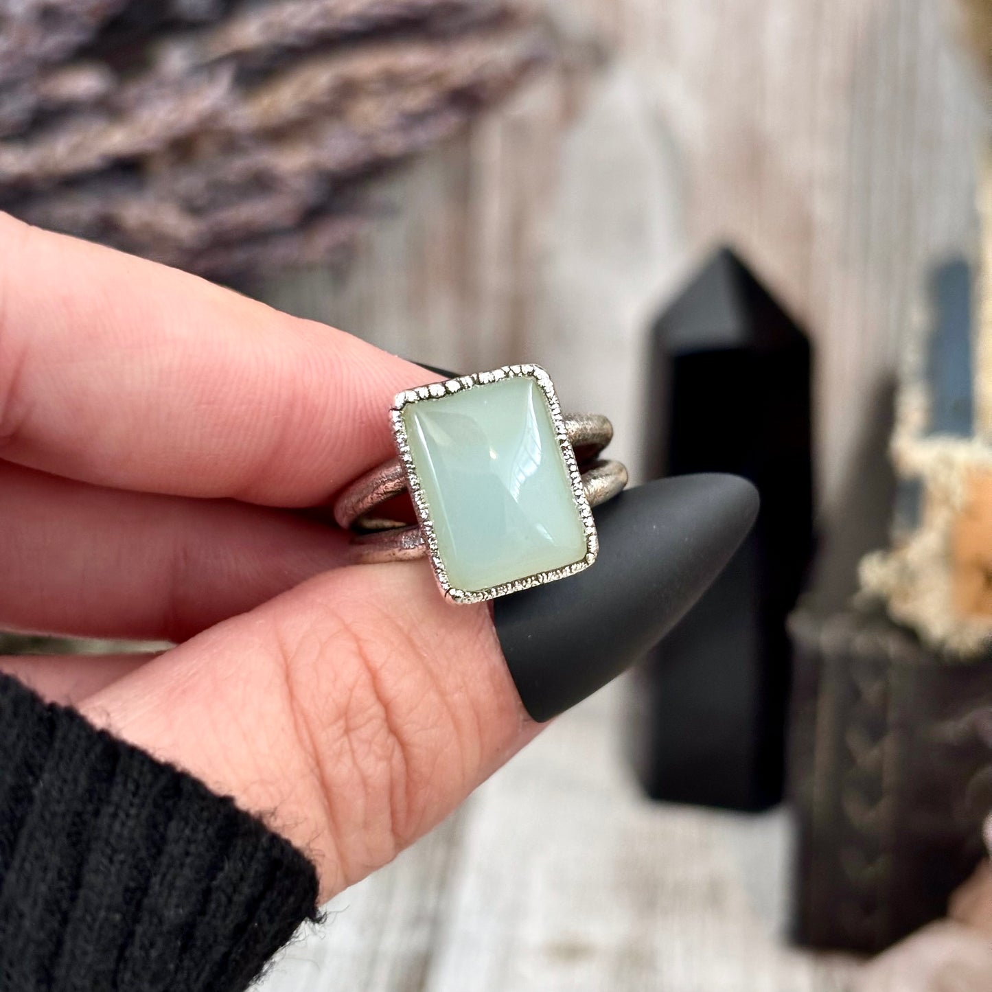 Blue Chalcedony Ring Fine Silver Stone Ring Size 8/ Foxlark Collection- One of a Kind