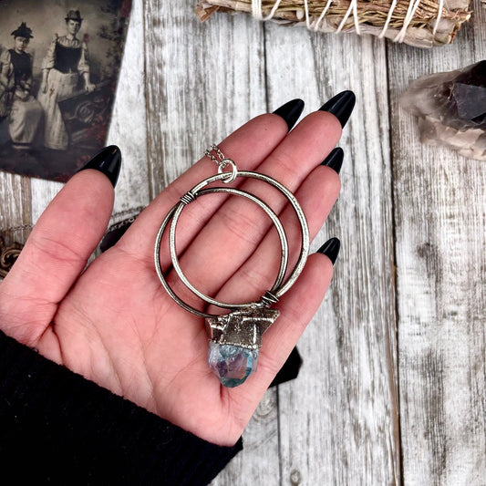 Raw Aqua Aura Quartz Crystal  Necklace in Fine Silver / Foxlark Collection - One of a Kind