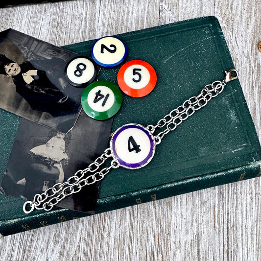 Playing Games - #4 Pool Ball Bracelet Fine Silver / One of a Kind.
