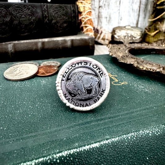 Lucky Penny Club - Vintage Collectible Yellowstone National Park Token Ring Fine Silver Size 10 / One of a Kind