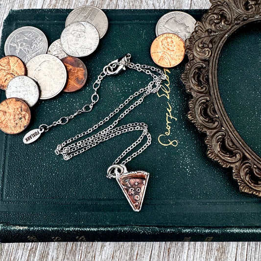 Lucky Penny Club - Copper Pizza Slice Necklace in Fine Silver - One of a Kind