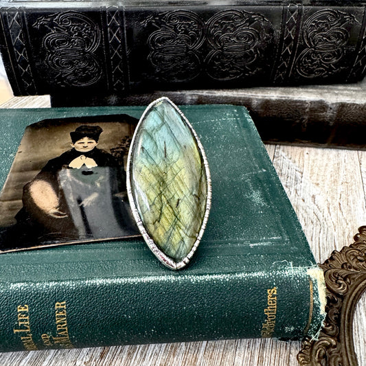 The Colossal Collection - Labradorite Crystal Ring Fine Silver Size 11 / Foxlark Collection - One of a Kind