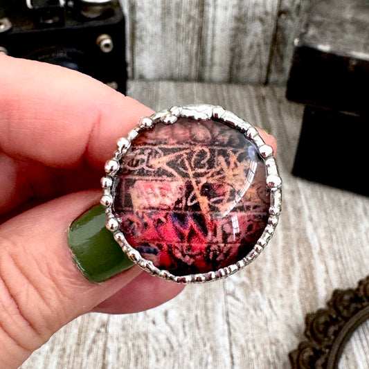 Road To Nowhere - Dive Bar Graffiti Ring Fine Silver Size 10.5 / One of a Kind
