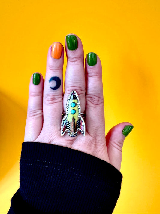 Rocket Statement Ring – Fine Silver, Sizes 7.5, 8, 9.5 | The Weirdlings Collection