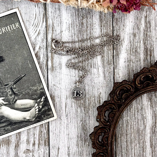 Tiny Talisman Collection - Sterling Silver Thirteen Necklace Pendant  0.5in  /