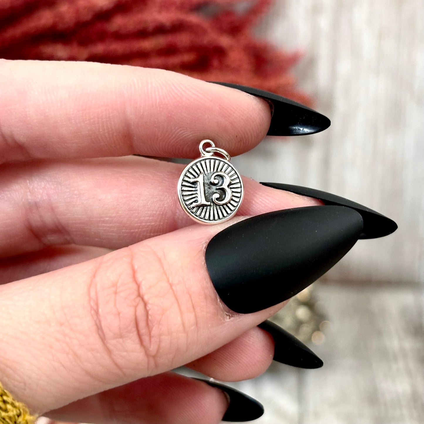 Tiny Talisman Collection - Sterling Silver Thirteen Necklace Pendant 0.5in /