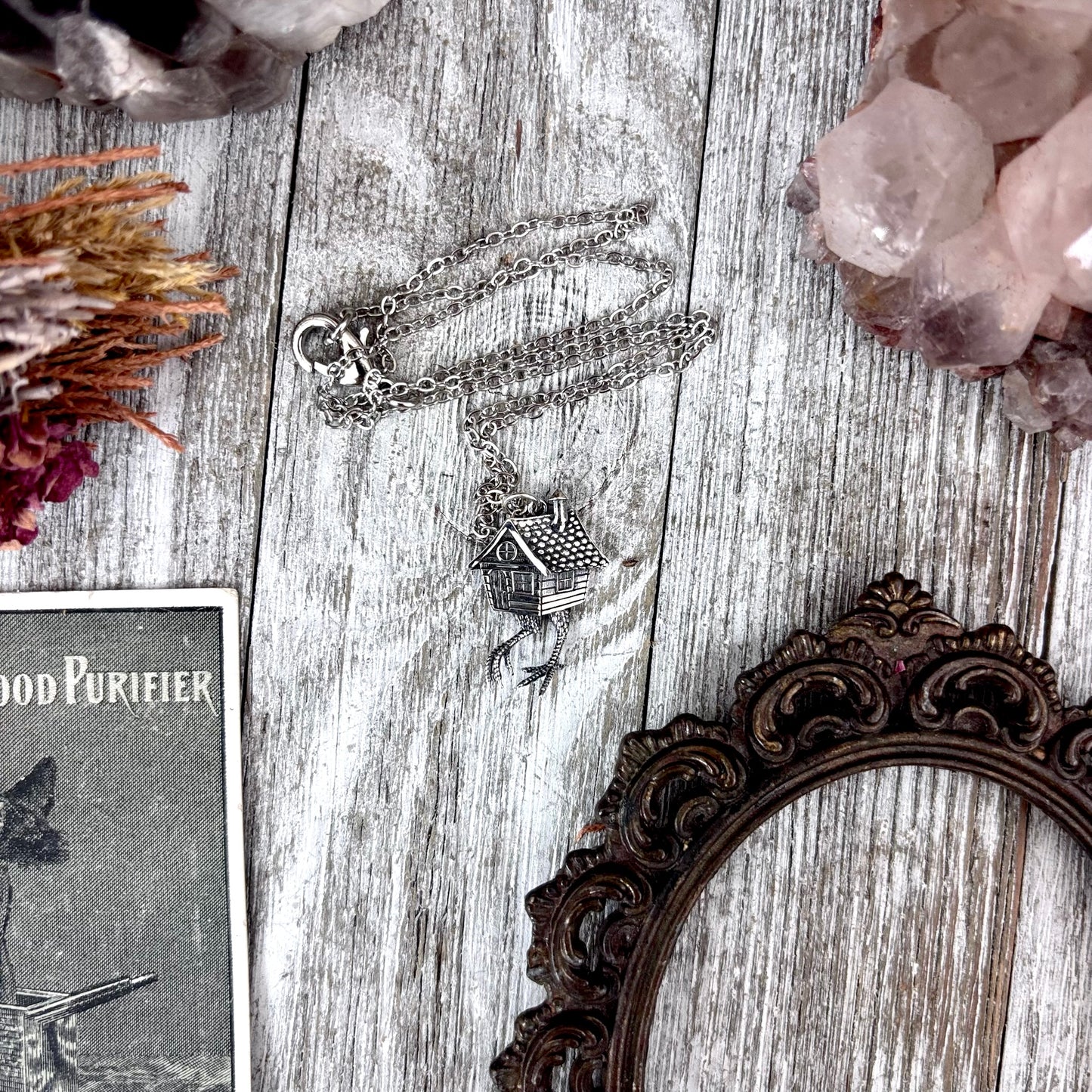 Tiny Talisman Collection - Sterling Silver Baba Yaga Necklace Pendant 1in /