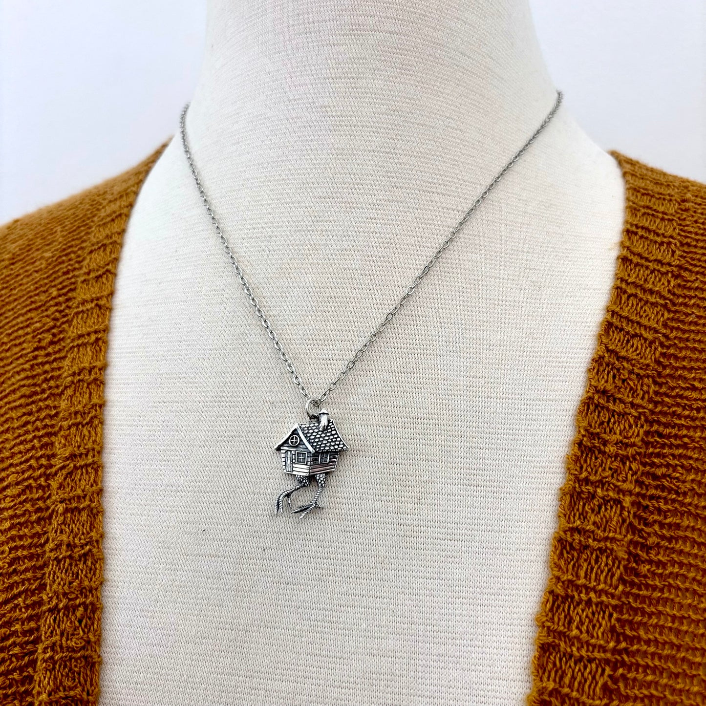 Tiny Talisman Collection - Sterling Silver Baba Yaga Necklace Pendant 1in /