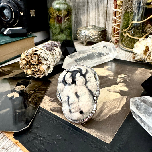 Ceramic Baby Doll Head Ring Fine Silver Size 7.5 / Foxlark Collection - One of a Kind