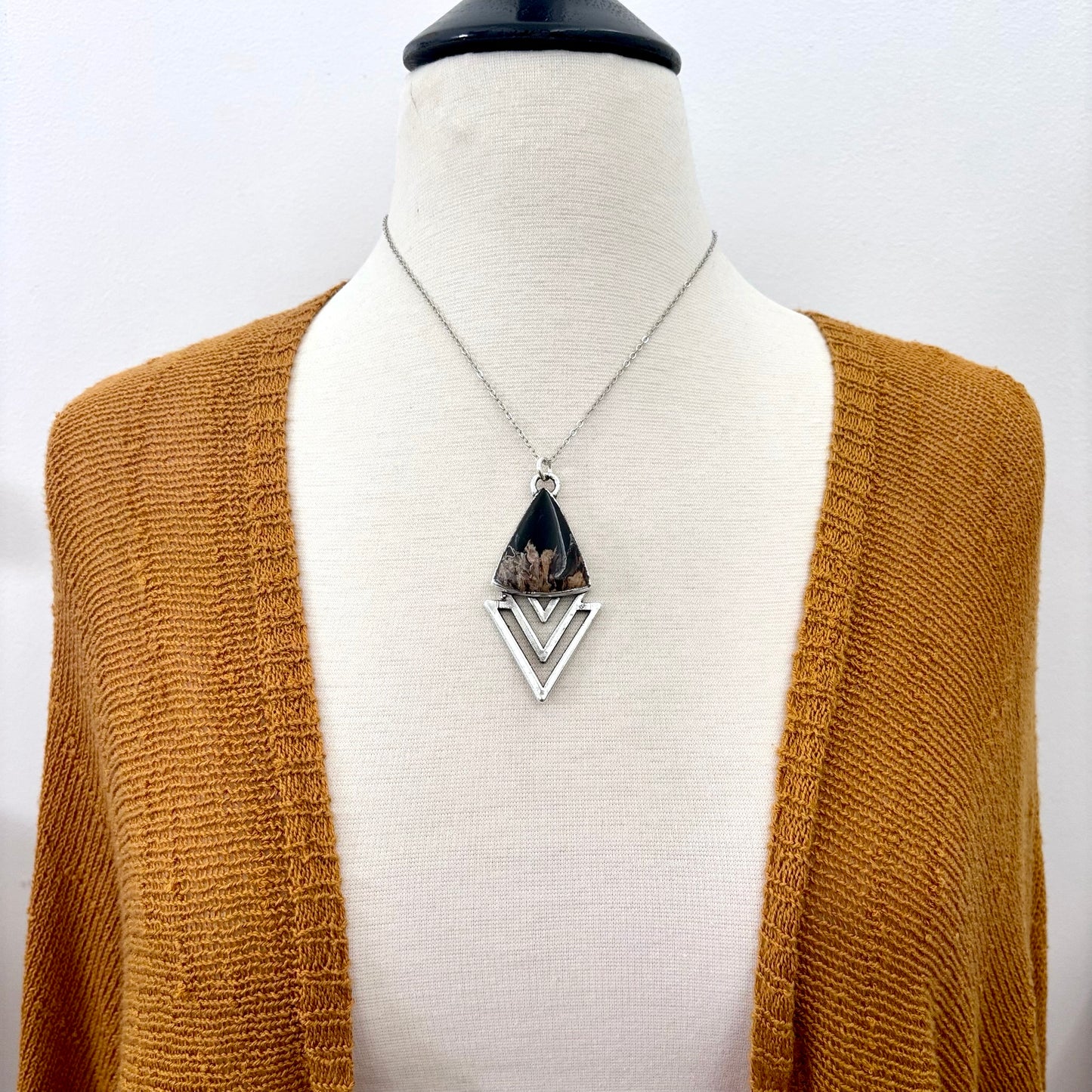 Moss & Moon Collection - Fossilized Palm Root Statement Necklace in Fine Silver / One of a Kind