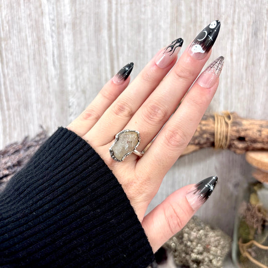 Raw Citrine Crystal Ring Fine Silver Size 9 / Foxlark Collection - One of a Kind